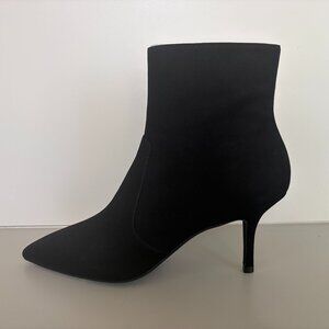 Stuart Weitzman Women's Carine Black Suede Pointed Toe Zip Bootie Size 8.5